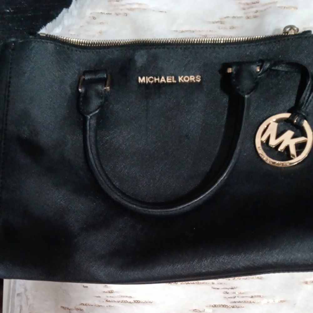 Michael Kors Black Satchel with Gold Accents